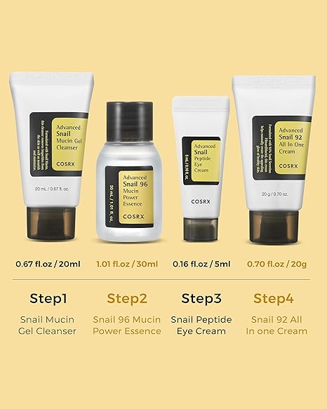 COSRX All About Snail Mucin Korean Skin Care Set, Mini Travel kit