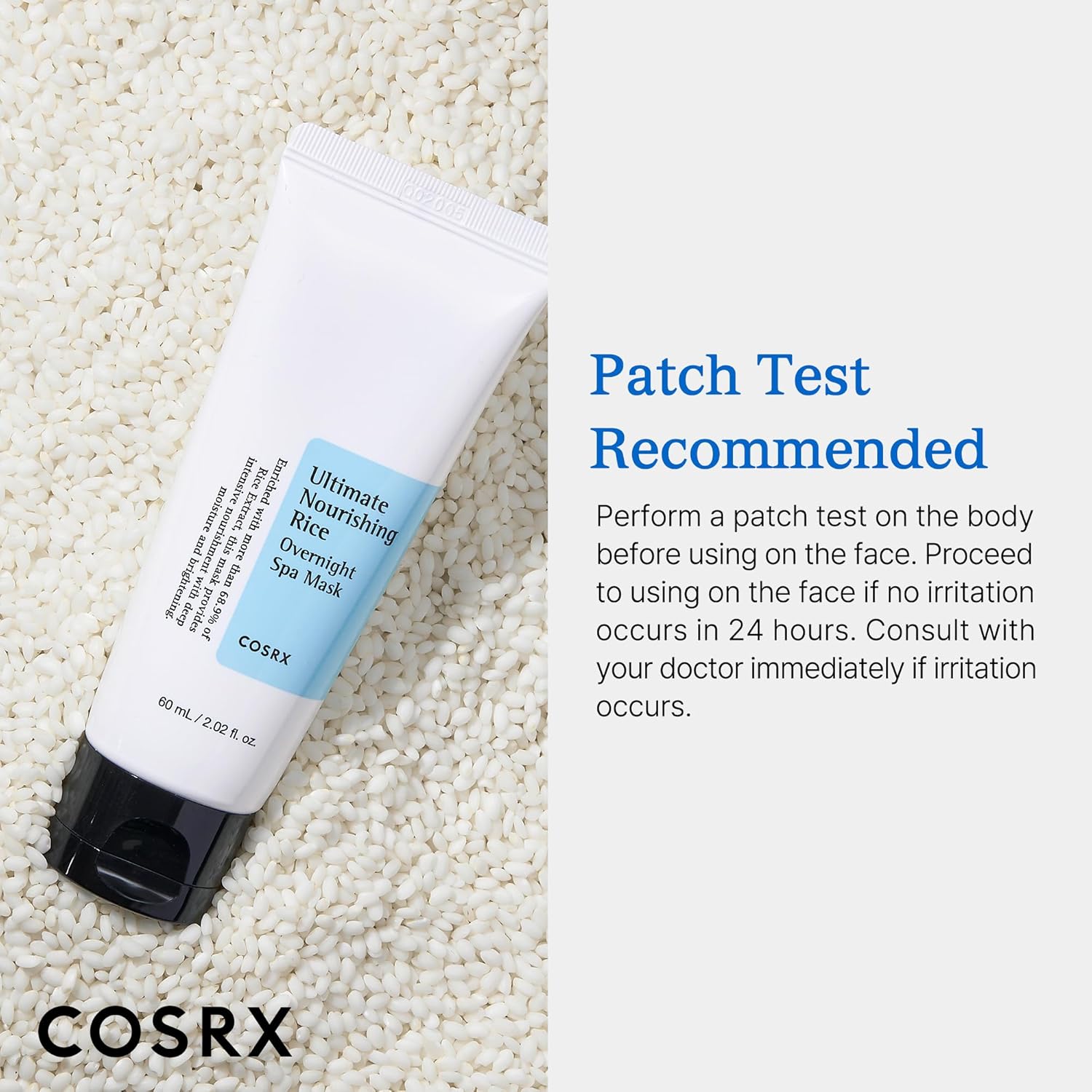COSRX Ultimate Nourishing Rice Overnight Spa Mask, 60ml | Rice Extract 68% and Niacinamide 2%,