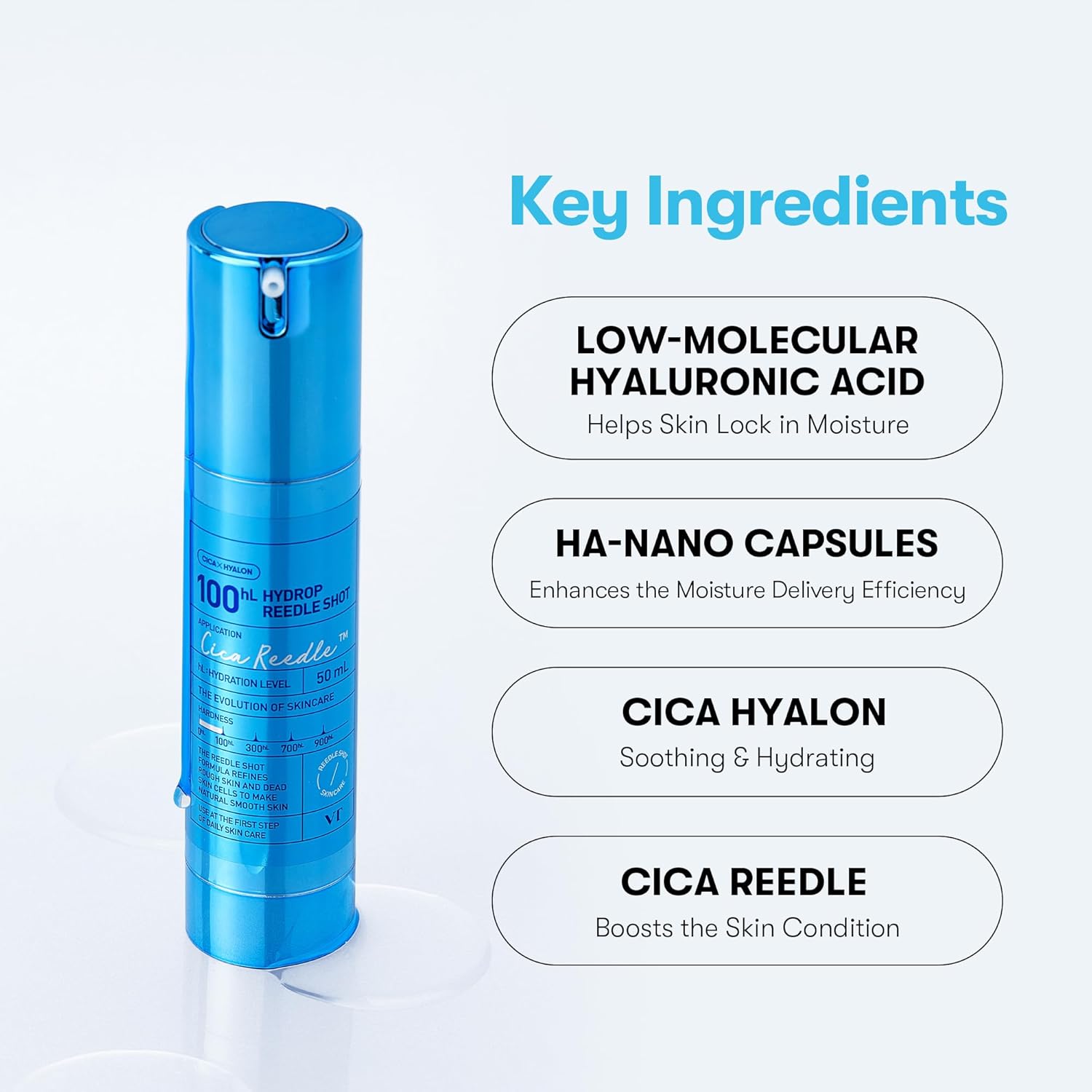 VT COSMETICS Hydrop Reedle Shot 100hL | Hyaluronic Acid Microneedling Serum 50ml - Image 2