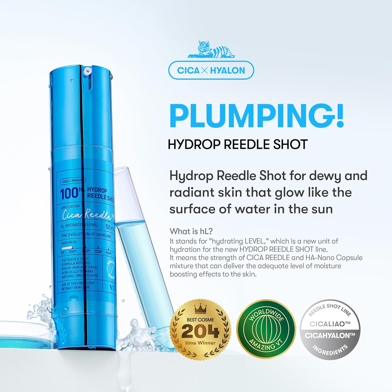 VT COSMETICS Hydrop Reedle Shot 100hL | Hyaluronic Acid Microneedling Serum 50ml - Image 3