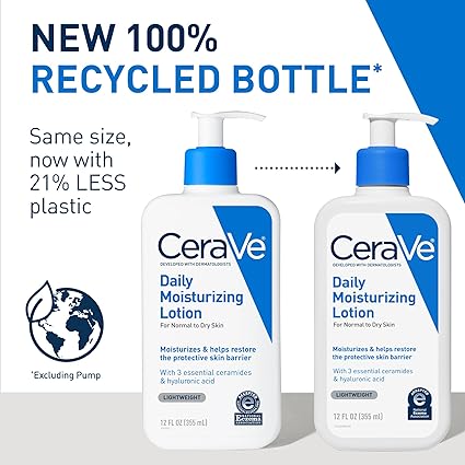 CeraVe Daily Moisturizing Lotion for Dry Skin | Body Lotion & Face Moisturizer with Hyaluronic Acid and Ceramides | Daily Moisturizer | Fragrance Free | Oil-Free - Image 3
